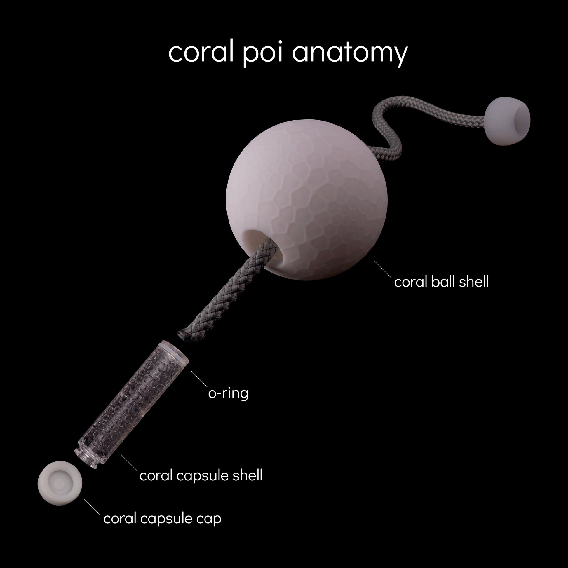 coral poi w/o lights - single