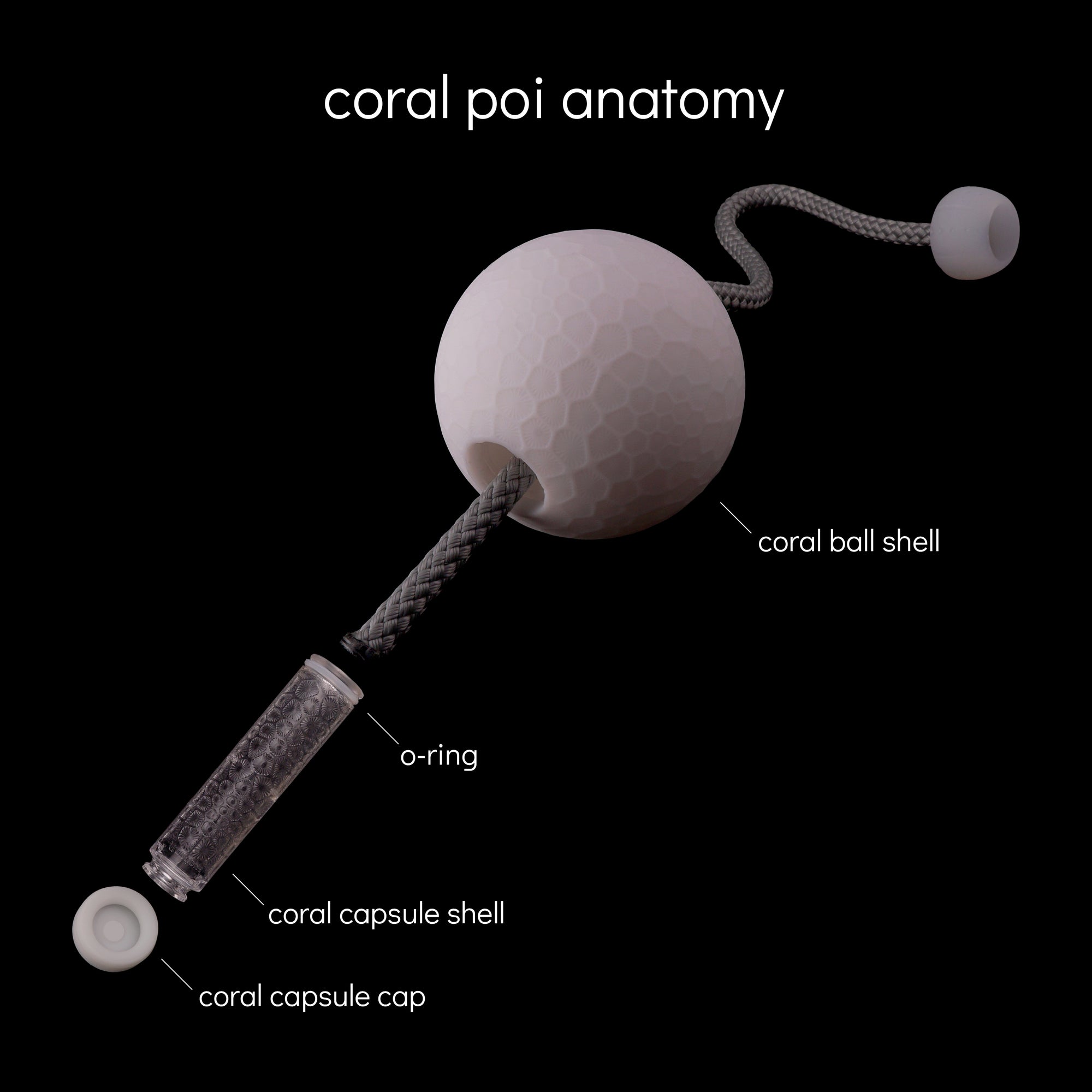 coral poi w/o lights - single
