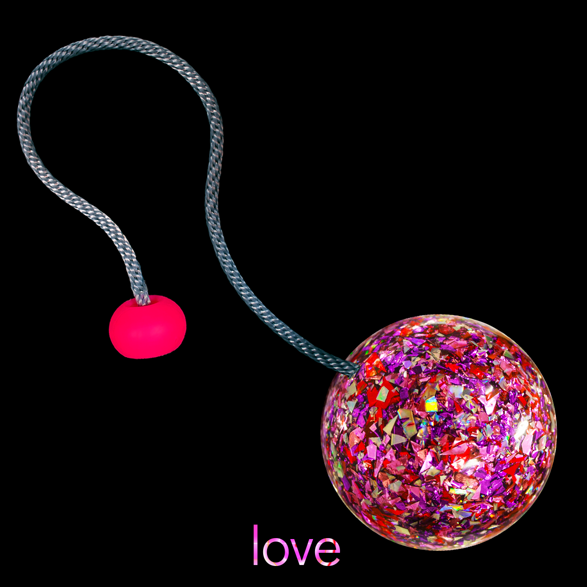 flowtoys glitterbomb day poi with 6mm smithy cord in love pink color