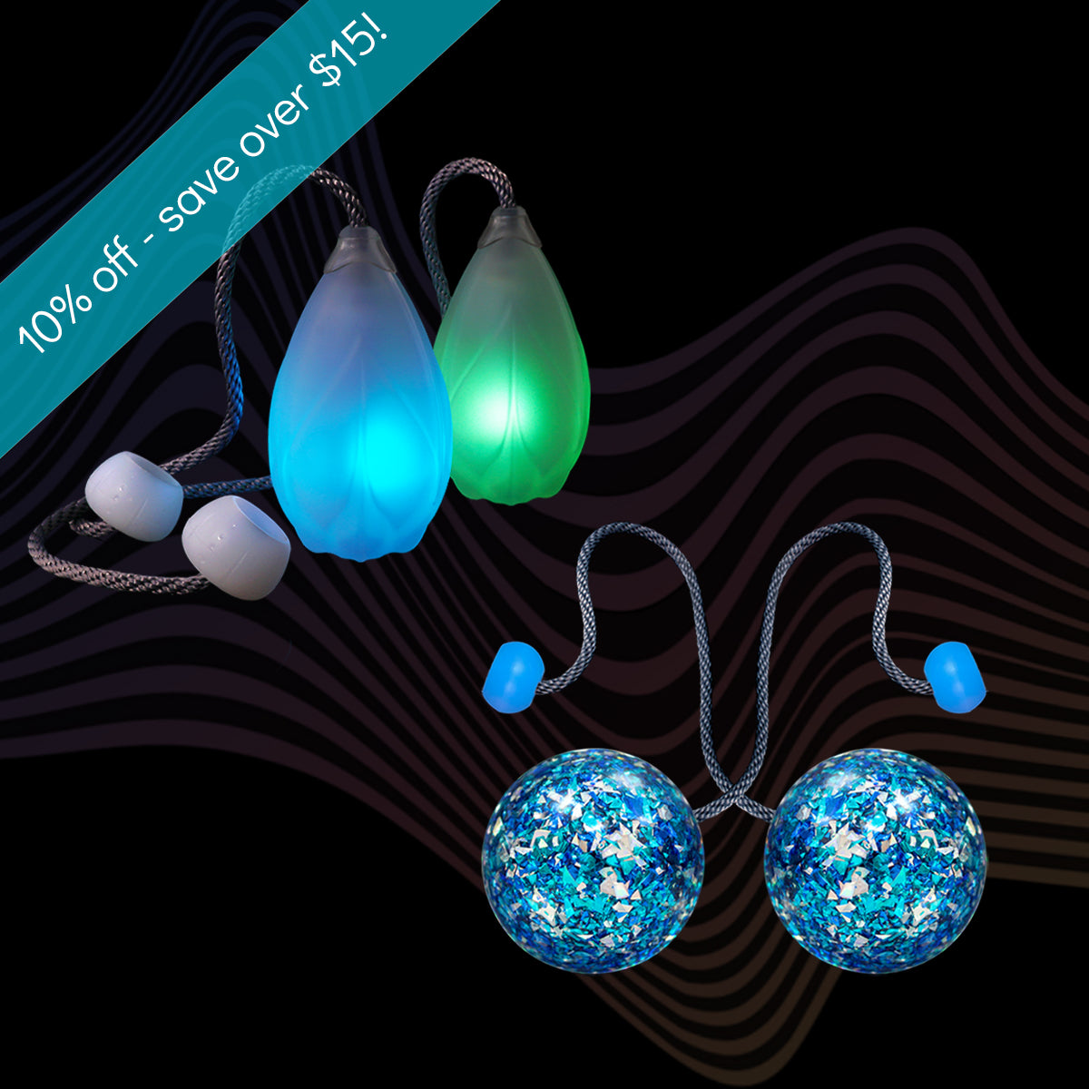 glitter 'n glow starter poi flowkit