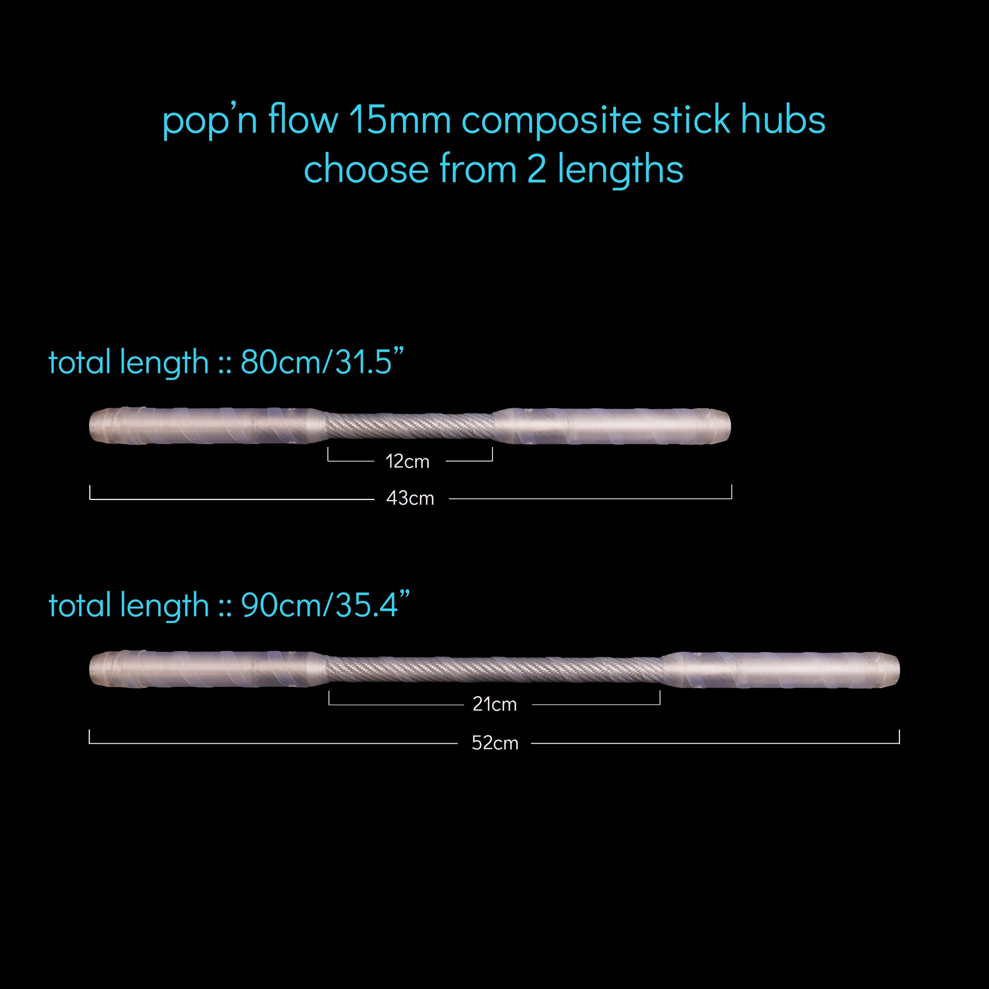 hub - pop'n flow 15mm composite stick :: full vision