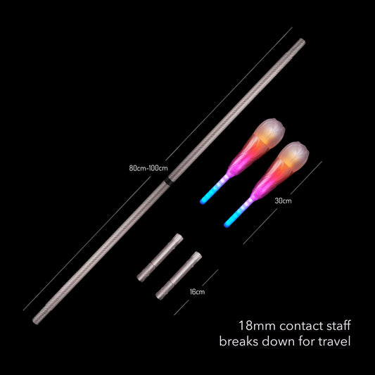 flowtoys modular pop'n flow 18mm contact staff breaks down for travel