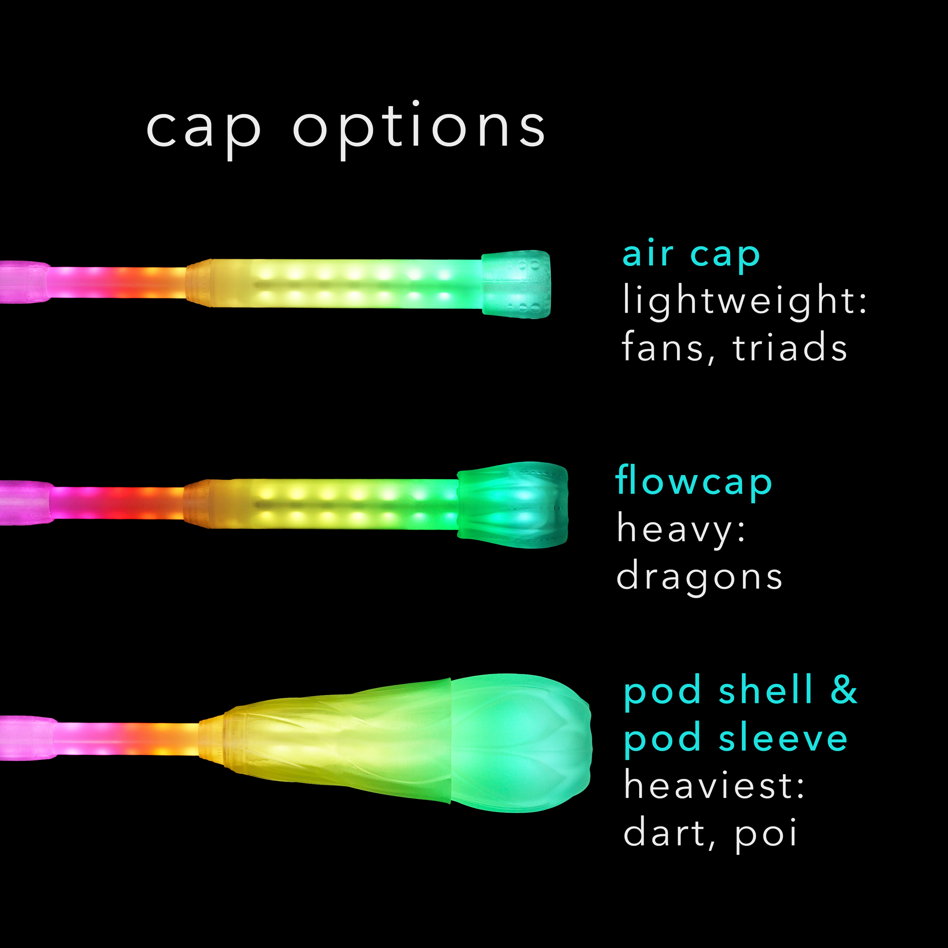 pop'n flow LED poi :: 6mm smithy - full vision spoke