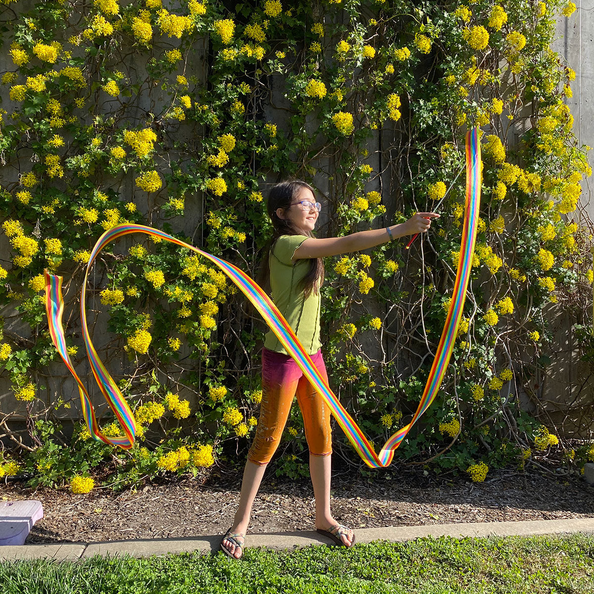 rainbow twirling ribbon