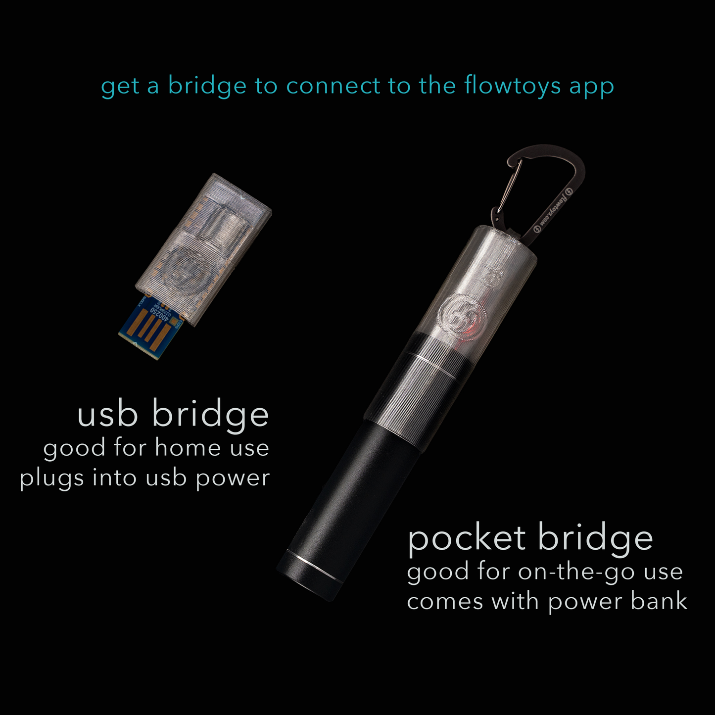 flowtoys bridge for the flowtoys app - control and customize your flowtoys, share playlists and create shows with your mobile device :: available as usb bridge for at-home use or pocket bridge for on-the-go use