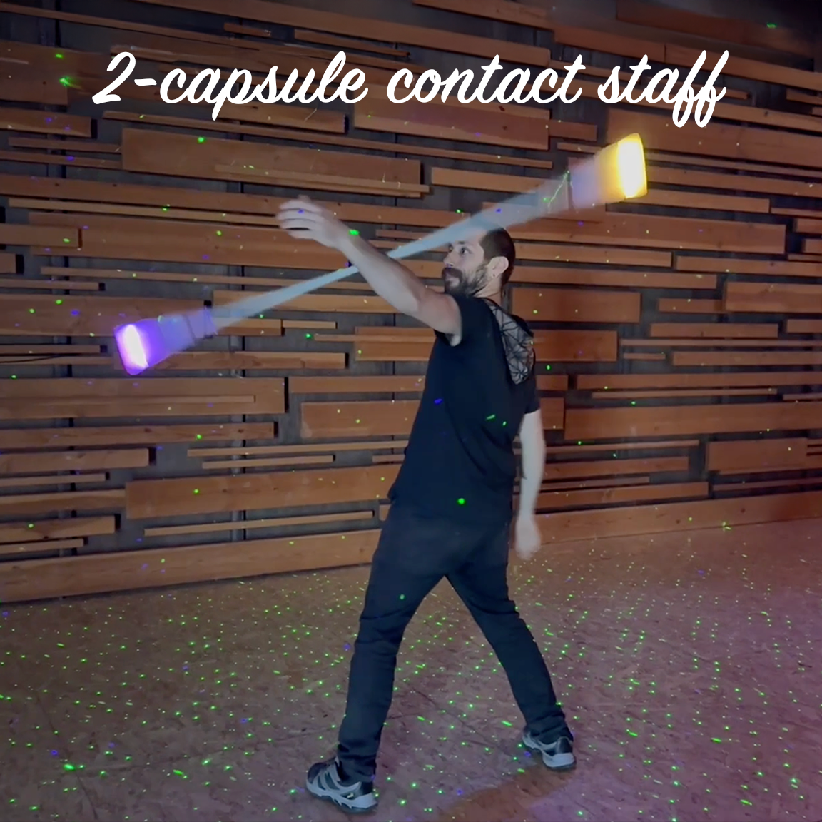 Beautiful contact staff flow by Jacob Turner, using flowtoys composite contact staff with 2 capsule lights.