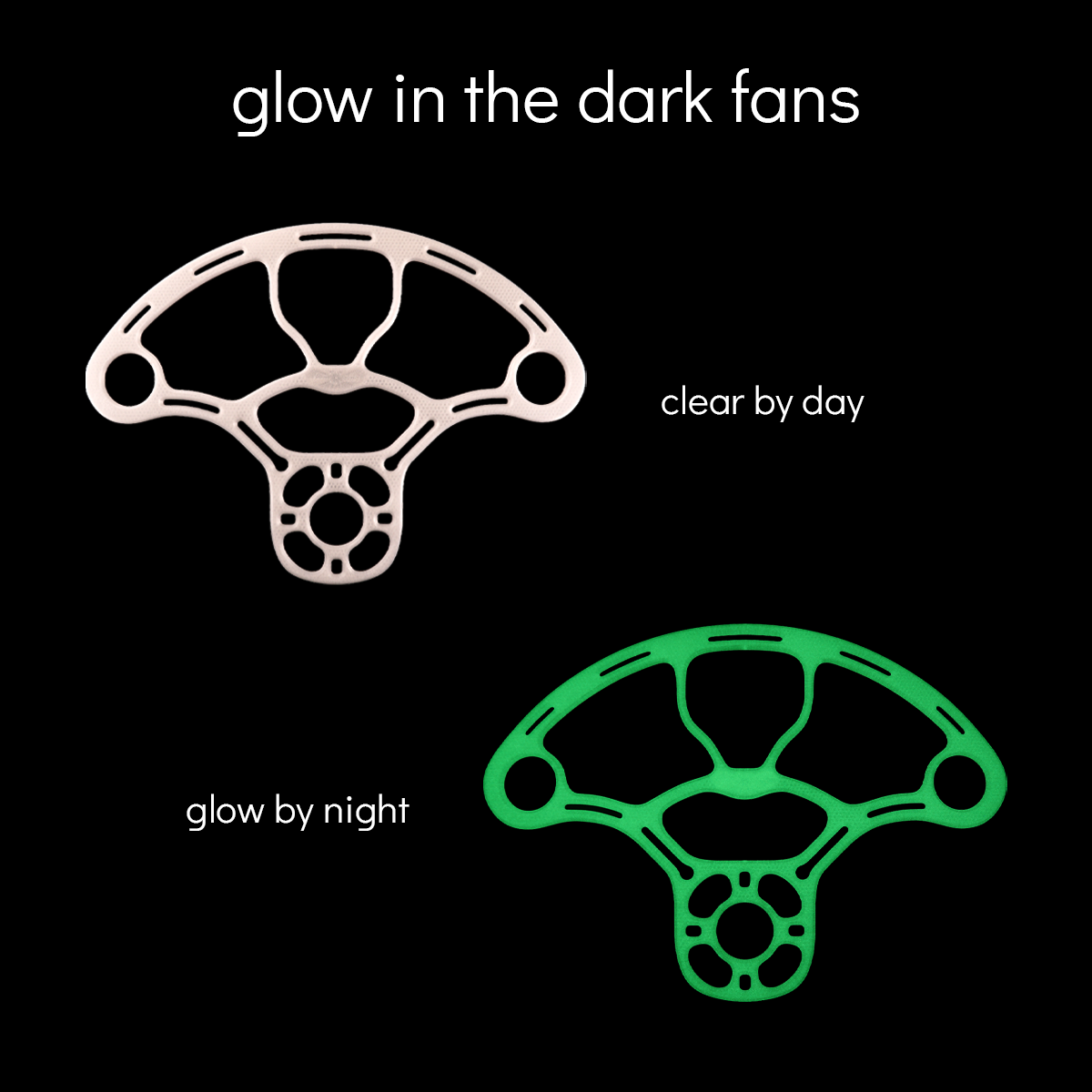 flow DNA 3D-printed mojura fans glow in the dark detail