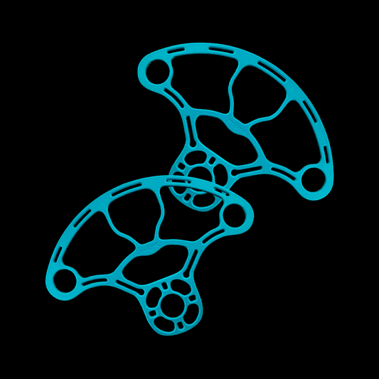 flow DNA 3D-printed mojura fans pair in turquoise with tech grip