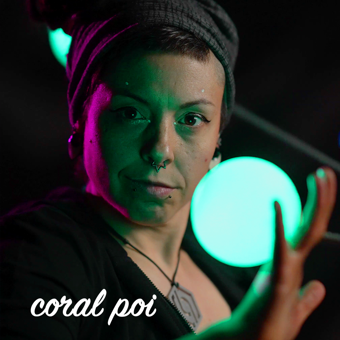 MadTech Manipulations aka Cassundra Smyth showcases her amazing contact poi and poi juggling skills with the new flowtoys coral poi!