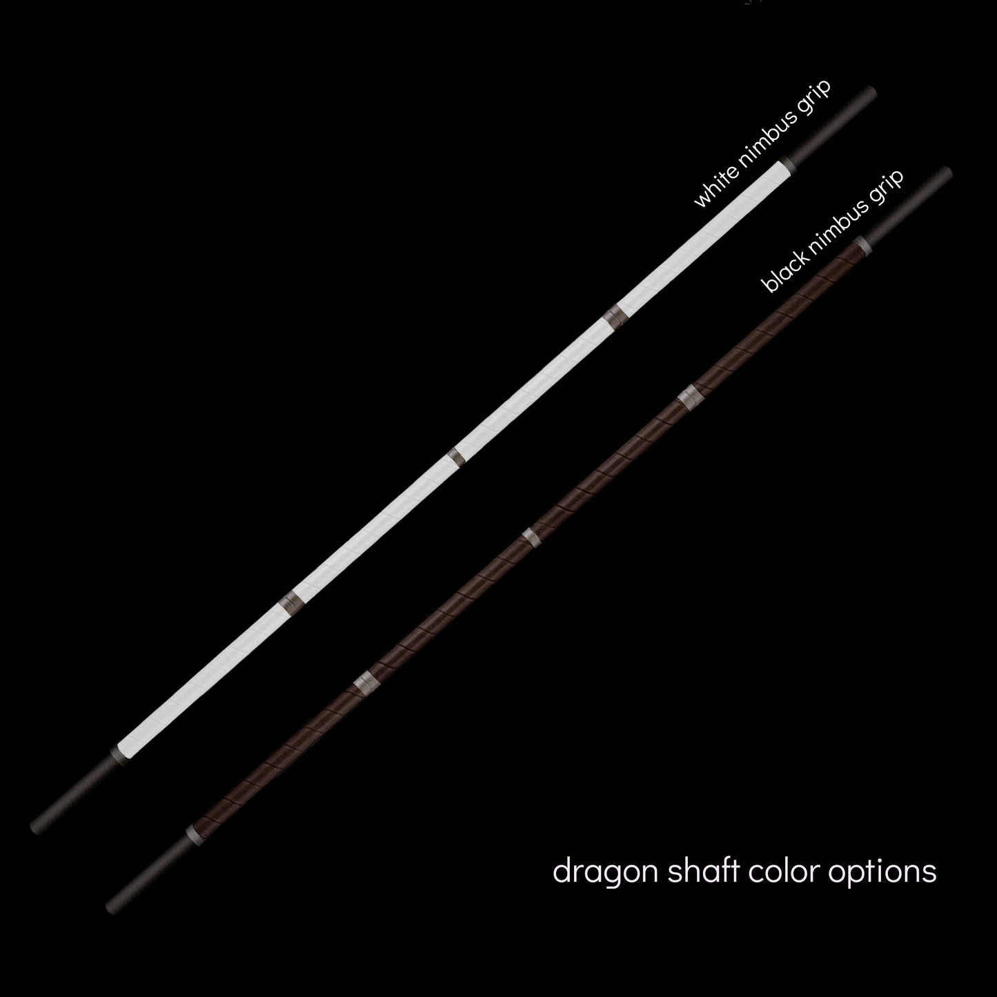 flowtoys collapsible carbon fiber dragon staff options - black and white nimbus grip