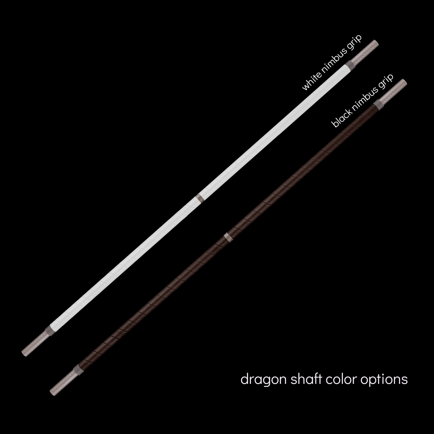 flowtoys carbon fiber dragon staff options - black and white nimbus grip