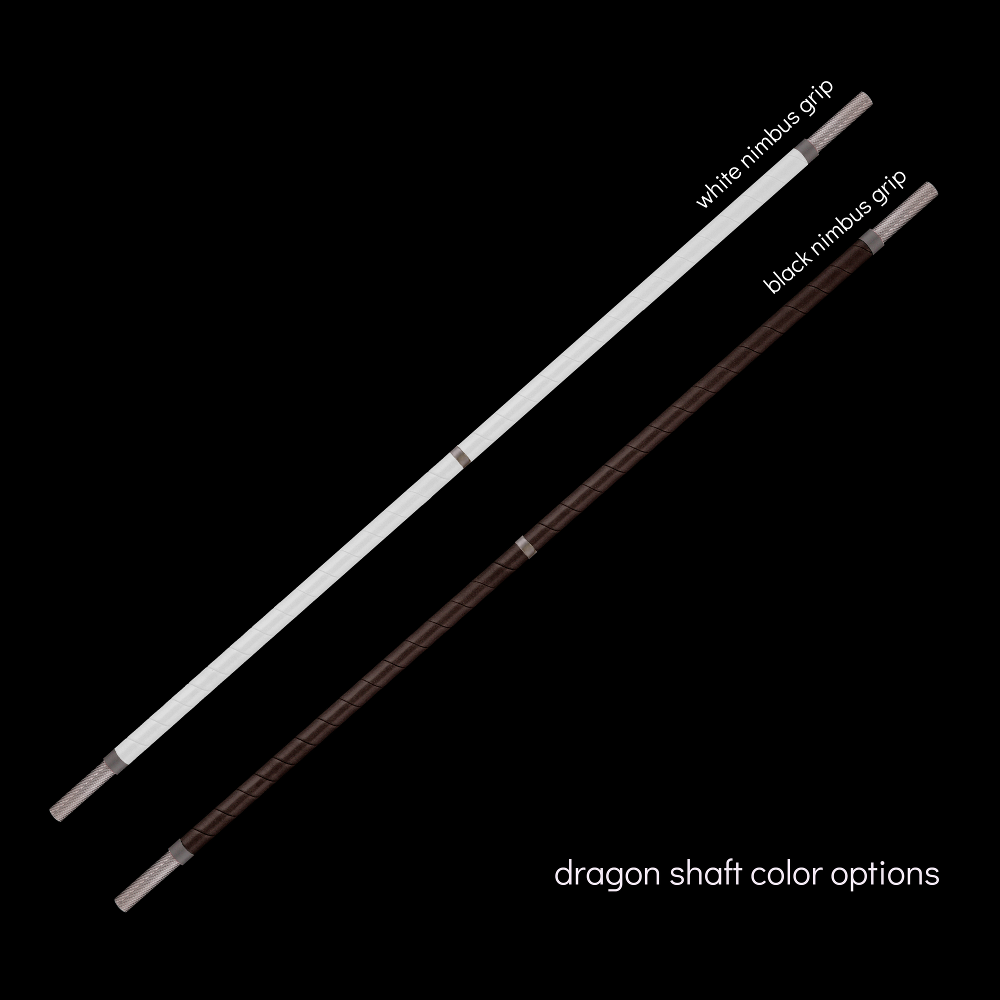 flowtoys carbon fiber dragon staff options - black and white nimbus grip