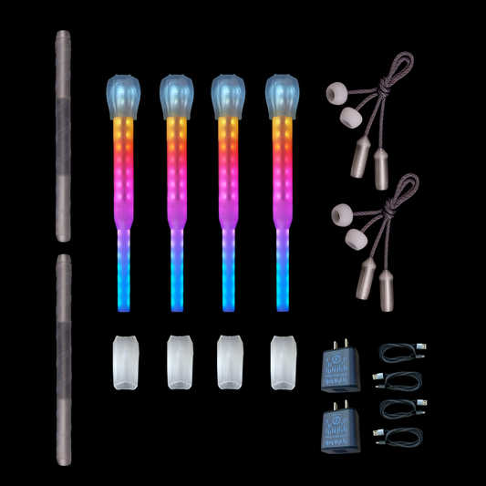 flowoys modular pop'n flow just the two of us flowkit :: make LED poi and batons or double staffs for parter poi or staff with 4 full vision spokes