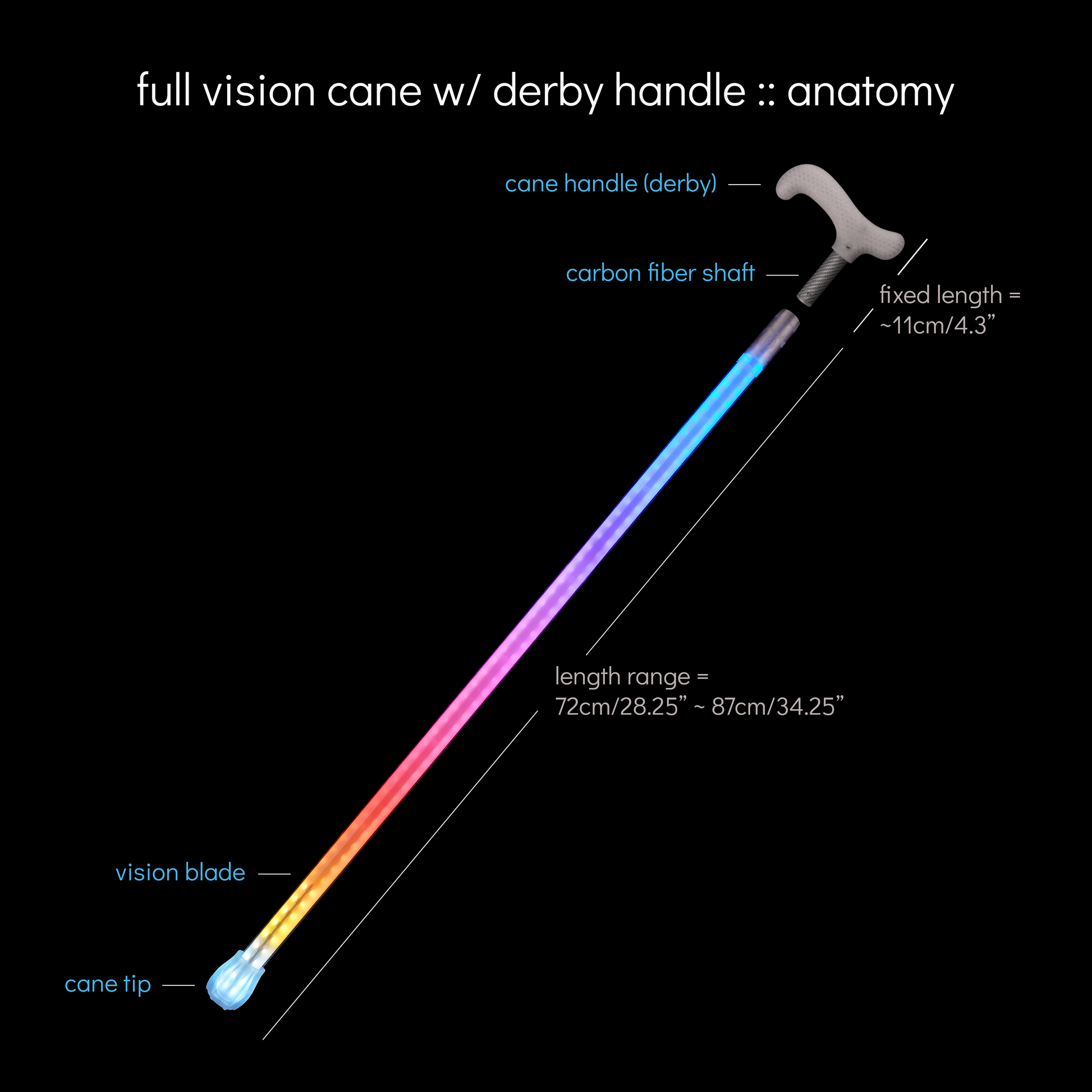 full vision cane :: derby handle
