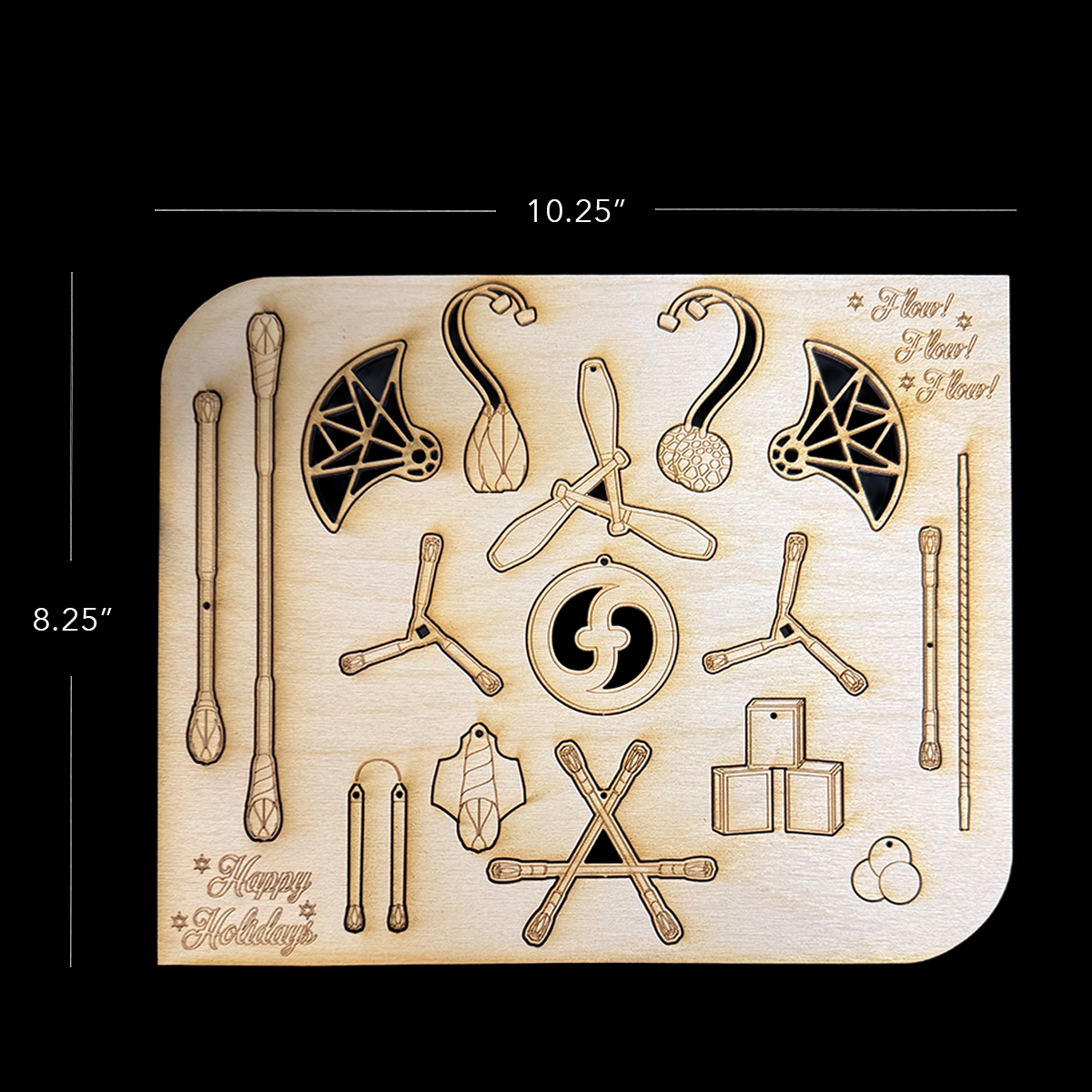 flowtoys wood lasercut holiday ornaments dimensions.