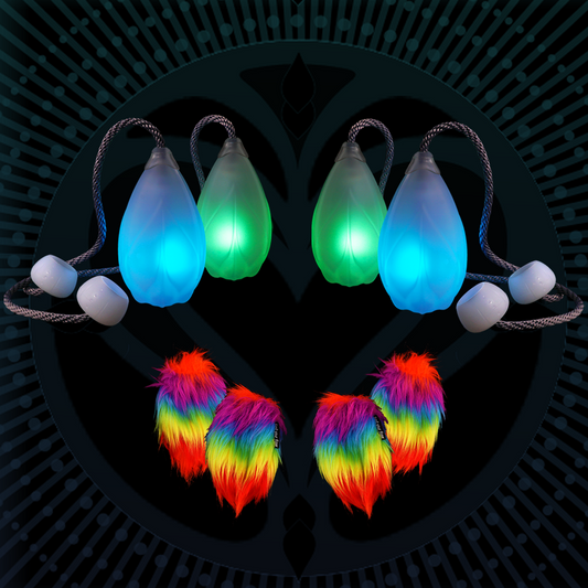 partner poi flowkit w/ rainbow fuzzy covers :: limited