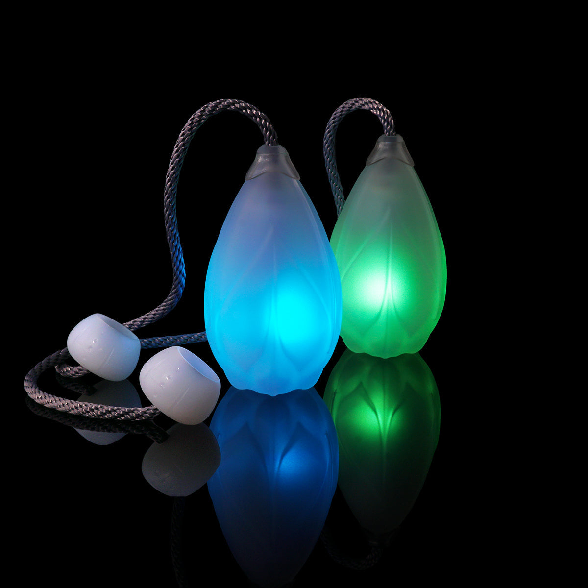 flowtoys LED podpoi with 6mm smithy cord and silicone uni knob handles 