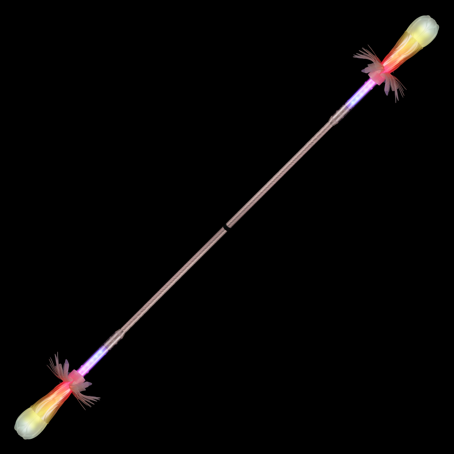 flowtoys pop'n flow 18mm contact staff with full vision spokes for practice & performance :: modular, smart, rechargeable, full spectrum LED contact staff with lifetime warranty