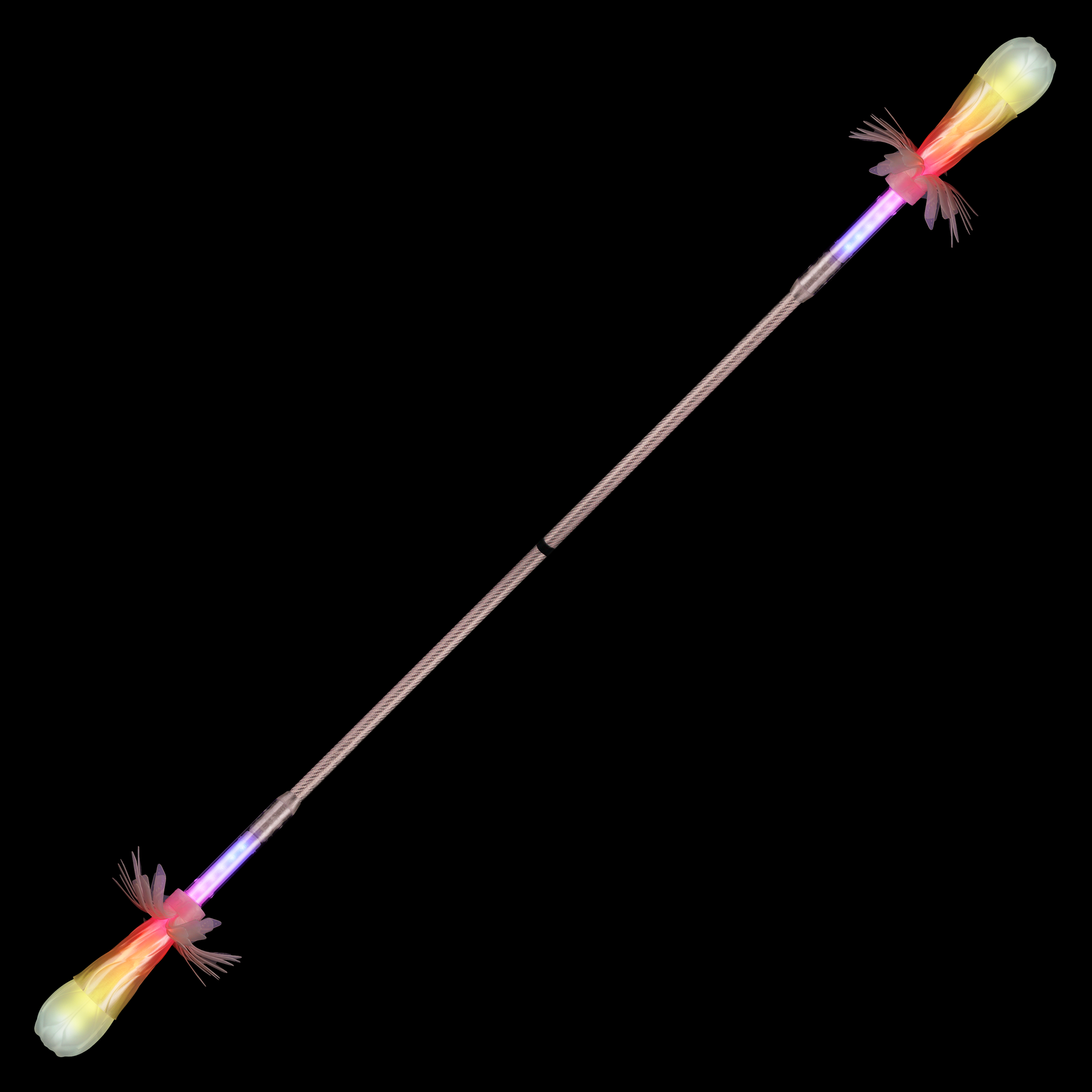 flowtoys pop'n flow 18mm contact staff with full vision spokes for practice & performance :: modular, smart, rechargeable, full spectrum LED contact staff with lifetime warranty