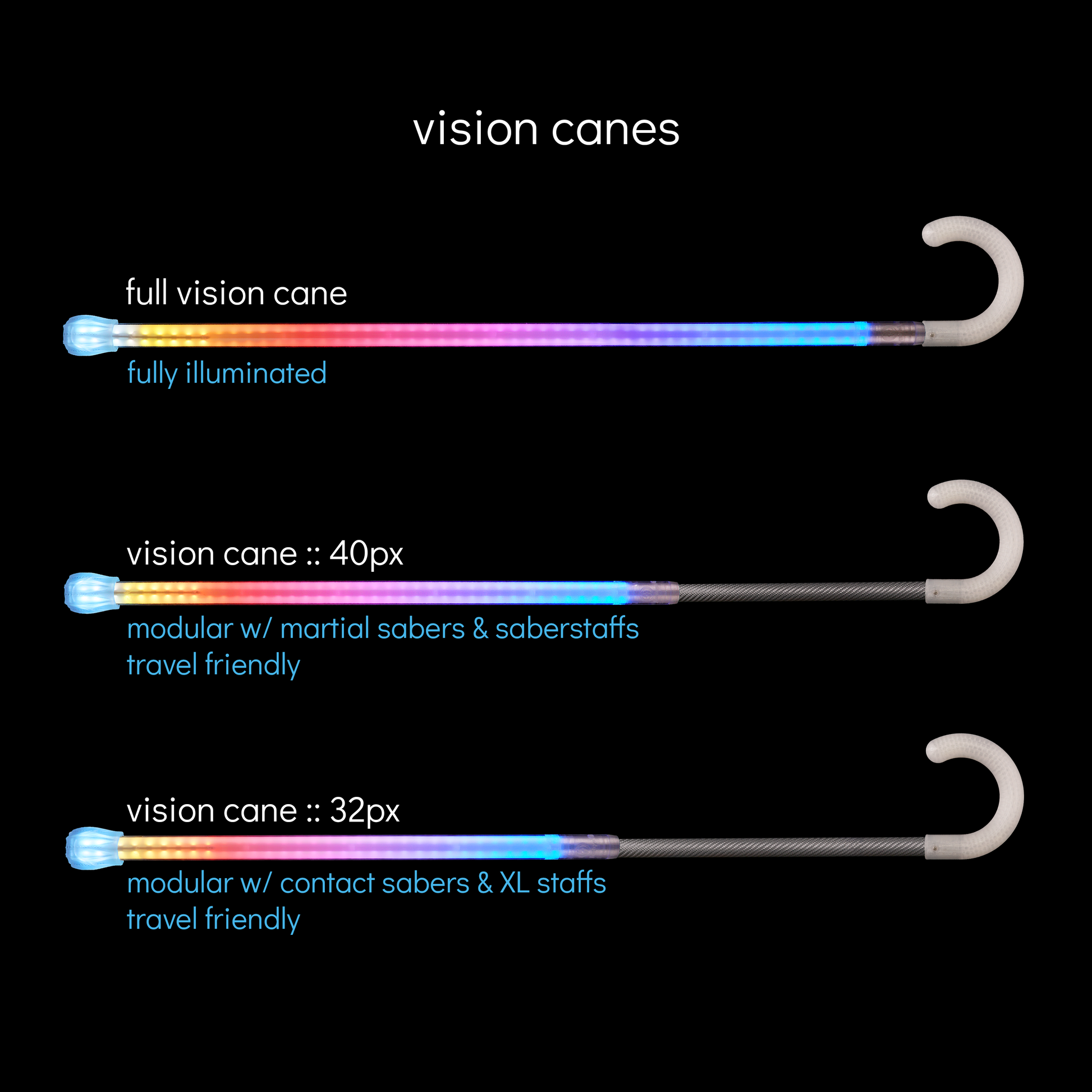full vision cane :: hook handle