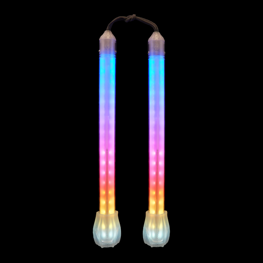 flowtoys vision chucks - epic glow nunchaku for practice & performance :: rechargeable, full spectrum, fully illuminated, multi-pixel nunchaku with lifetime warranty