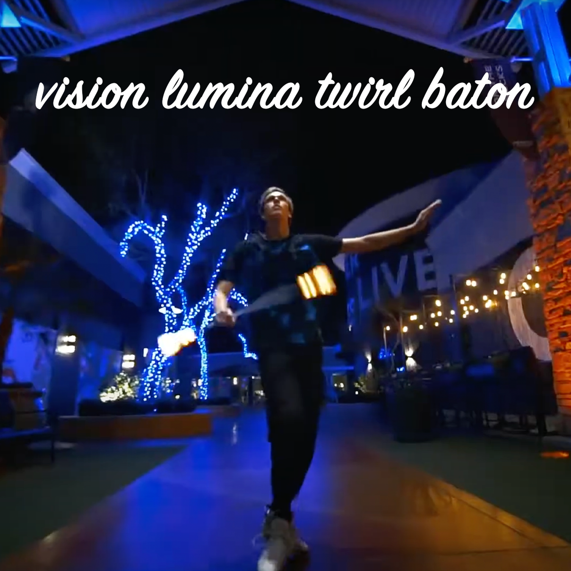 Four-time world champion baton twirler Cody Carter (Cody the Twirler) twirls and dances into the night with his flowtoys Vision Lumina Twirl batons.