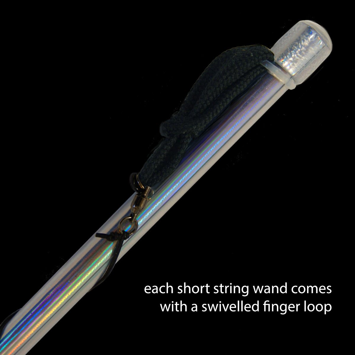 flowtoys flow-wand close-up - comes with swiveled finger loop